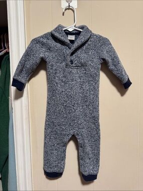 Gymboree Heathered Navy & Gray Shawl-Collar Baby One-Piece